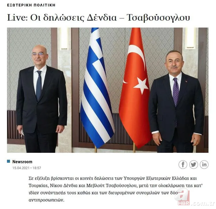 Dışişleri Bakanı Mevlüt Çavuşoğlu ve Yunan Mevkidaşı Nikos Dendias'ı manşetten verdiler! Yunan medyasında skandal ifadeler 9