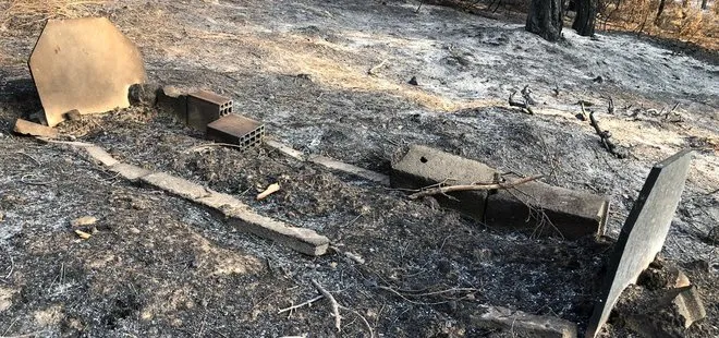 Hatay’daki orman yangınında mezarlıklar da zarar gördü