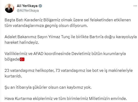 Sel bölgesinde son durum! Devlet tüm imkanlarıyla seferber oldu | Doğu Karadeniz’e flaş uyarı! Bakan Ali Yerlikaya duyurdu