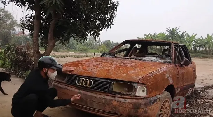 1980 model paslanmış Audi marka otomobili restore etti 🚗 Öyle bir yere bırakılmış ki kuşlar motor kısmına yuva yapmıştı 🛠️