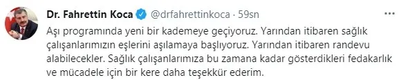 Sağlık Bakanı Fahrettin Koca duyurdu: Aşı programında yeni bir kademeye geçiyoruz - 1