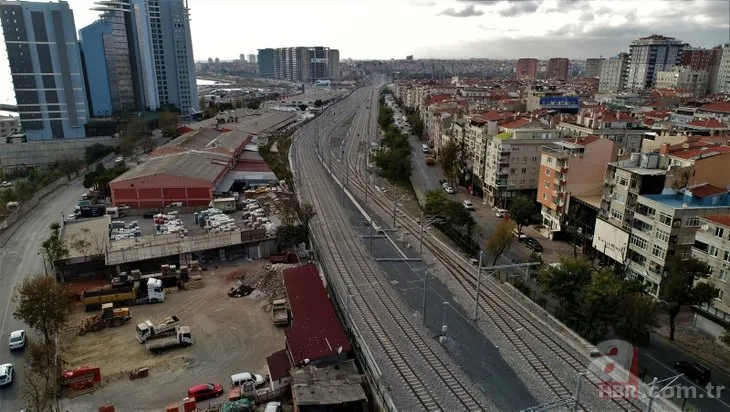 Yüzde 94’ü tamamlanan Halkalı-Gebze banliyö tren hattı havadan görüntülendi