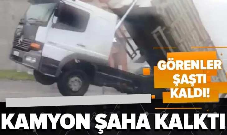 İstanbul’da kasası yüklü olan kamyon havaya kalktı