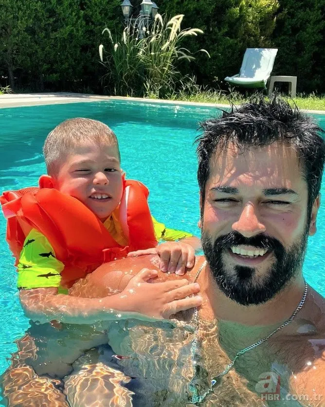 Kuruluş Osman’ın yıldızı Burak Özçivit ve oğlu Karan’ın havuz keyfi sosyal medyayı salladı! “Maşallah size”
