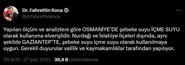 saglik-bakani-fahrettin-koca-duyurdu-2-ilce-haric-gaziantep-ve-osmaniyede-sebeke-suyu-icilebilir-1677520078208.jpg Sağlık Bakanı Fahrettin Koca duyurdu: 2 ilçe hariç Gaziantep ve Osmaniye'de şebeke suyu içilebilir - 3