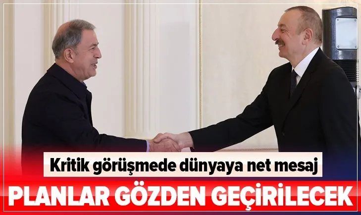 Milli Savunma Bakanı Hulusi Akar İlham Aliyev bir araya geldi