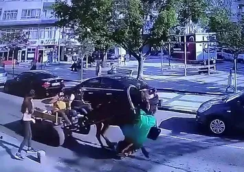 Tekirdağ'da akılalmaz olay! Yolda yürürken at çarptı