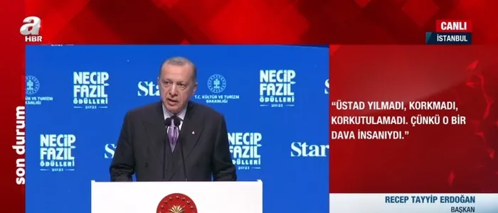Başkan Erdoğan’dan Necip Fazıl Ödülleri’nde önemli açıklamalar