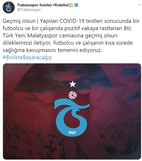 Trabzonspor'dan Yeni Malatyaspor'a geçmiş olsun mesajı - 1