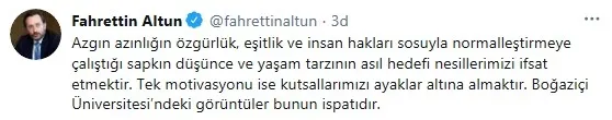 Son dakika: İletişim Başkanı Fahrettin Altun’dan Boğaziçi Üniversitesi önünde Kabe fotoğrafının yere serilmesine çok sert tepki!