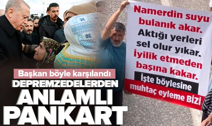 Depremzedelerden anlamlı pankart
