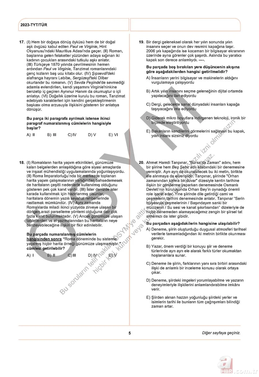 ÖSYM YKS 2023 A - B - C kitapçığı soruları ve cevapları osym.gov.tr! YKS SÖZEL- SAYISAL SORU KİTAPÇIĞI VE CEVAP ANAHTARI GÖRÜNTÜLEME PDF İNDİR! AYT, TYT, YDT... 21