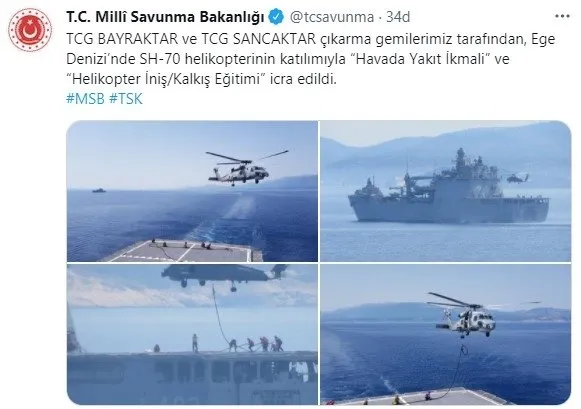 MSB fotoğrafları paylaştı: Türk donanması Ege Denizi’nde