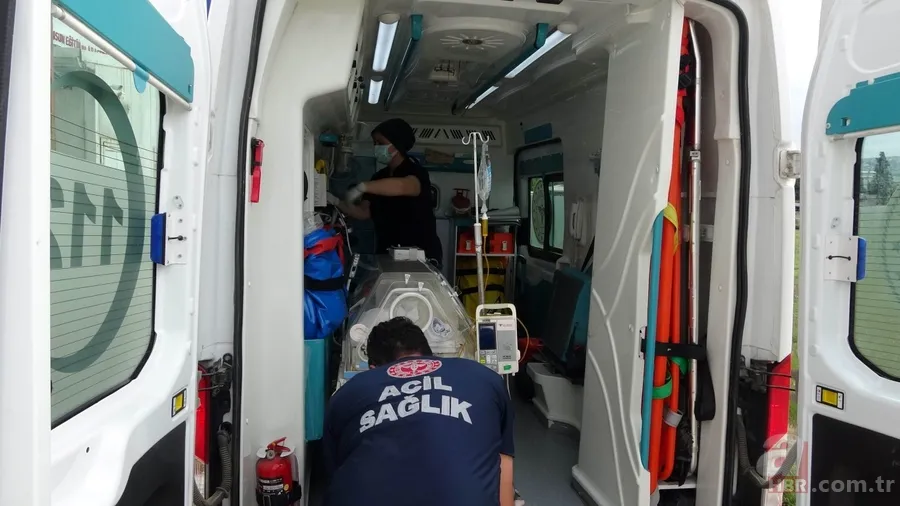 Ambulans helikopter 4 günlük bebek için havalandı 5
