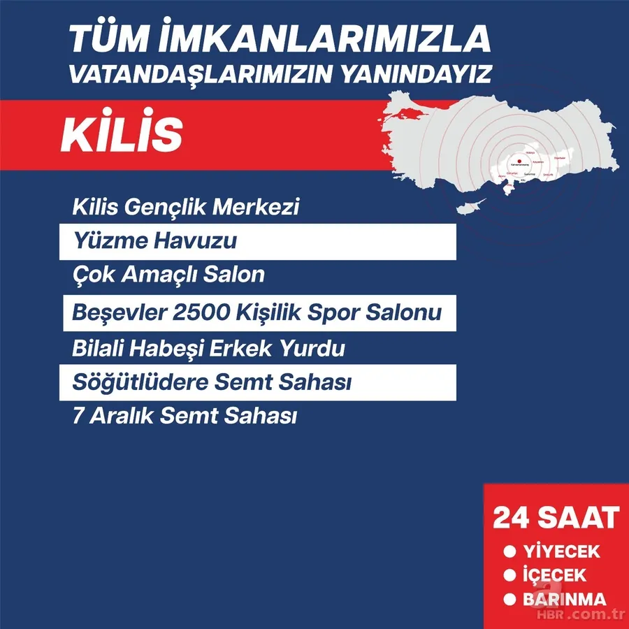 Deprem bölgelerinde hizmette olan tesisler hangileri? 8