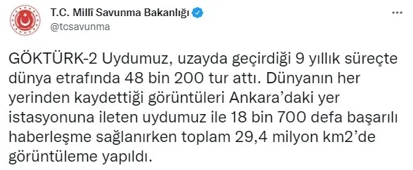 MSB'den GÖKTÜRK-2 Uydusu paylaşımı - 1