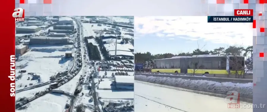 İstanbul'da sürücülerin kar çilesi sürüyor: Hadımköy'deki trafik yoğunluğu havadan görüntülendi! Kilometrelerce araç kuyruğu oluştu 15
