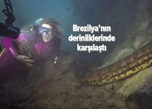 Brezilya'da dalış yaptı 8 metrelik anakonda ile karşı karşıya kaldı! Korku dolu anlar böyle görüntülendi