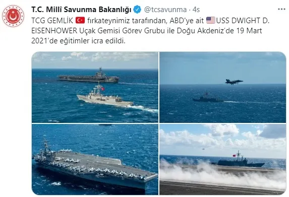 TSK unsurları USS Dwight D. Eisenhower Uçak Gemisi Görev Grubu ile Doğu Akdeniz'deki eğitim gerçekleştirdi - 1