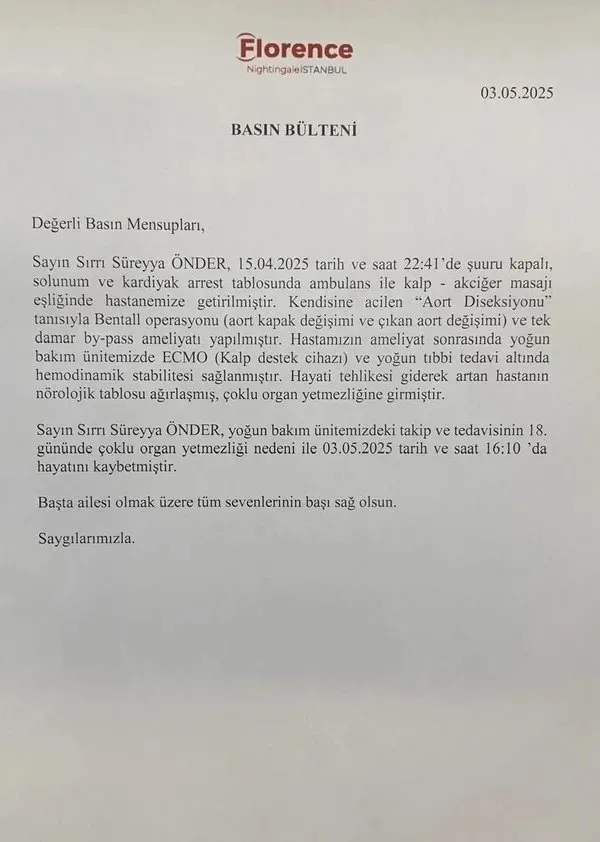 İŞTE HASTANEDEN YAPILAN AÇIKLAMA
