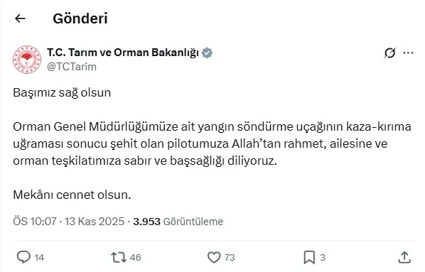 TARIM VE ORMAN BAKANLIĞI’NDAN BAŞ SAĞLIĞI MESAJI