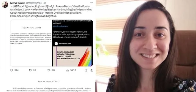LGBT’ye tepki gösterdi görevinden edildi! Avukat Merve Ayvalı Ankara Barosu’nun skandal kararı böyle açıkladı: Ankara Barosu LGBT dayatmasının merkezi haline geldi
