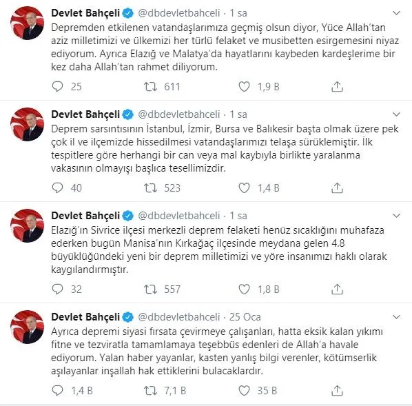Son dakika: Devlet Bahçeli’den Manisa depremiyle ilgili açıklama