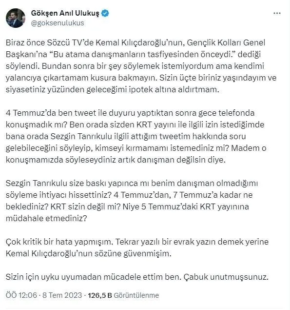 1688800150013.jpeg CHP'den danışman kaosu! Gökşen Anıl Ulukuş Kemal Kılıçdaroğlu'nu yine bombaladı! Aralarındaki konuşmayı ifşa etti - 8