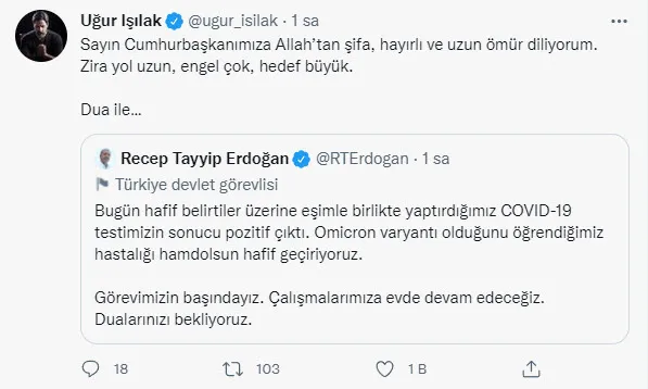 Başkan Recep Tayyip Erdoğan ve Emine Erdoğan’a sanat ve spor dünyasından geçmiş olsun mesajları