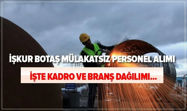 İŞKUR ile mülakatsız 268 işçi alımı başladı! 2021 BOTAŞ personel alımı başvuru nasıl yapılır? İşte kadro ve branş dağılımı...