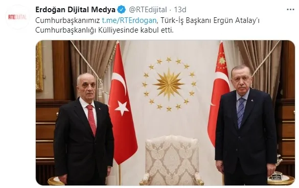 Son dakika | Başkan Erdoğan, Türk-İş Başkanı Ergün Atalay’ı kabul etti - 1