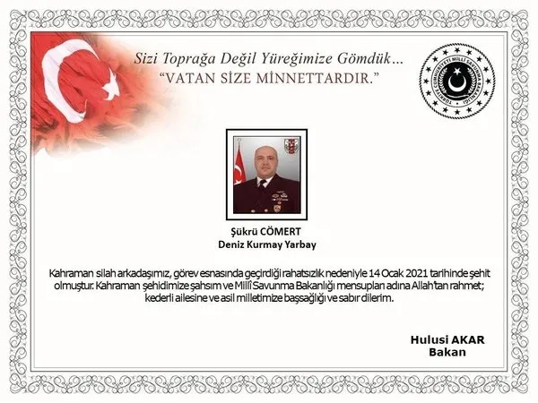 Başkan Erdoğan'dan Şehit Yarbay Cömert'in ailesine başsağlığı mesajı - 1