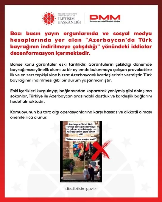Azerbaycan'da Türk bayrağının indirilmeye çalışıldığı iddiasına yalanlama - 1