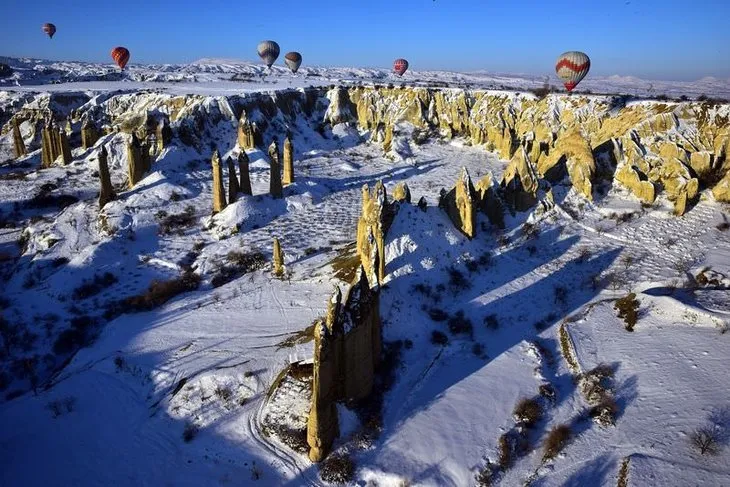 Kapadokya’da kış büyülüyor