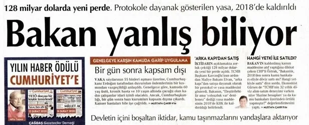 Son dakika: Cumhuriyet Gazetesi’nin Hazine ve TCMB arasındaki protokolün yasal dayanağı ortadan kalktı iddiasına yalanlama