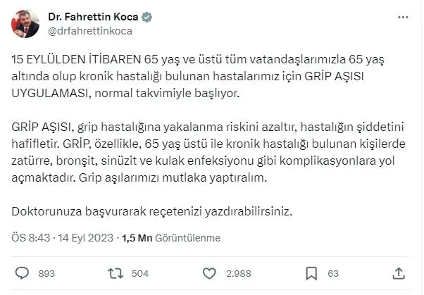 Bakan Koca açıkladı: Aşılama bugün başlıyor! Grip aşısı fiyatı ne kadar? Grip aşısını SGK karşılıyor mu? İşte sorgu ekranı… - 2