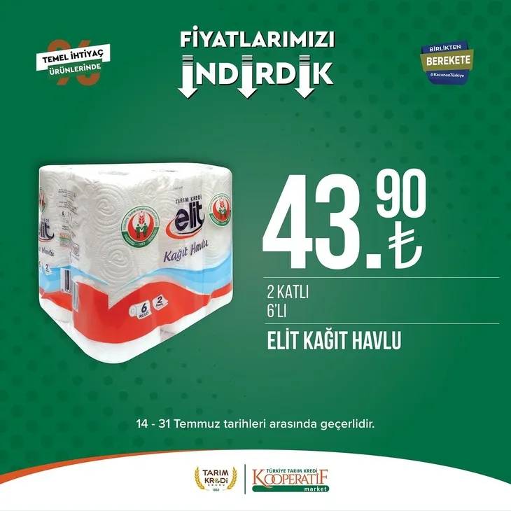 Tarım Kredi Market indirimlerinde son 6 gün! Katalogda yok yok! Çamaşır deterjanı 99.90, Ayçiçek yağı 36.90, Süzme peynir 64.90, zeytin 57.90 TL...