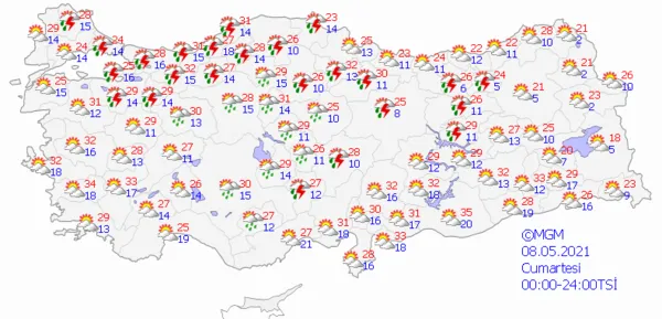 1620139723258.png Meteoroloji Genel Müdürlüğü'nden o illere gök gürültülü sağanak yağış uyarısı! İstanbul Ankara İzmir hava durumu - 6