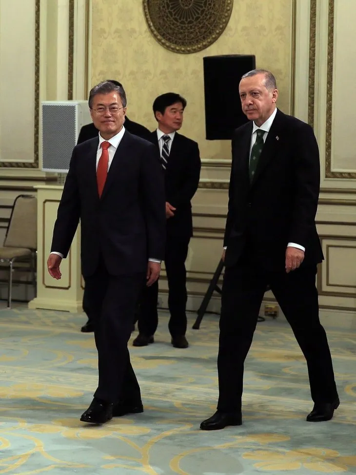Cumhurbaşkanı Erdoğan, Moon Jae-in tarafından onuruna verilen yemeğe katıldı
