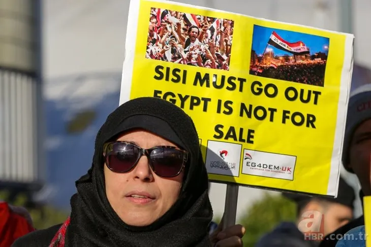 İngiltere'ye giden Sisi, protestolarla karşılandı