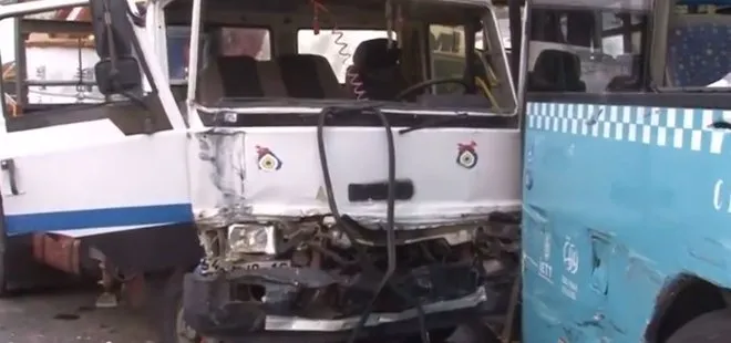 Ümraniye’de vinç yüklü kamyon otobüse çarptı: 9 yaralı