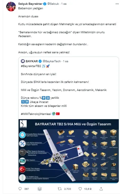 Son dakika: Bayraktar TB2 sınıfında dünyanın en iyisi! Selçuk Bayraktar'dan dikkat çeken paylaşım: Arsızın, uğursuzun nefesi sana yetmez! - 4
