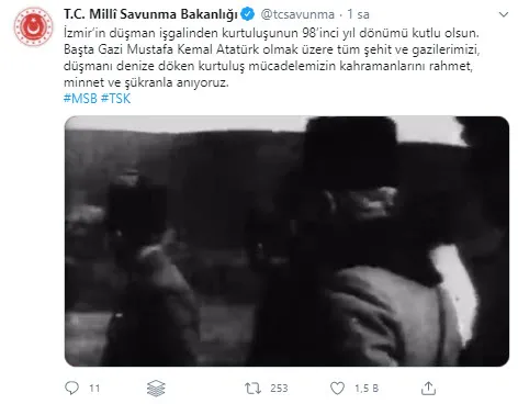 Son dakika: MSB paylaştı! 9 Eylül İzmir'in kurtuluşuna anlamlı klip - 1