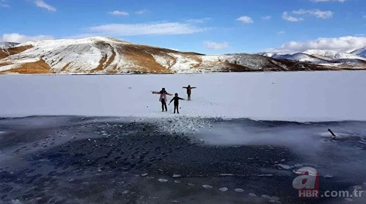 Turistlerin ilgi odağı Demirözü Barajı’nın yüzeyi tamamen dondu! Eski 20 dereceden kartpostallık kareler