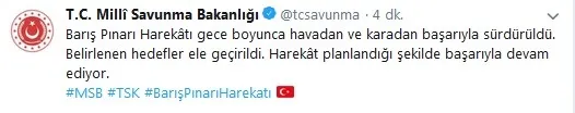 Milli Savunma Bakanlığı'ndan kritik Barış Pınarı Harekatı duyurusu - 1