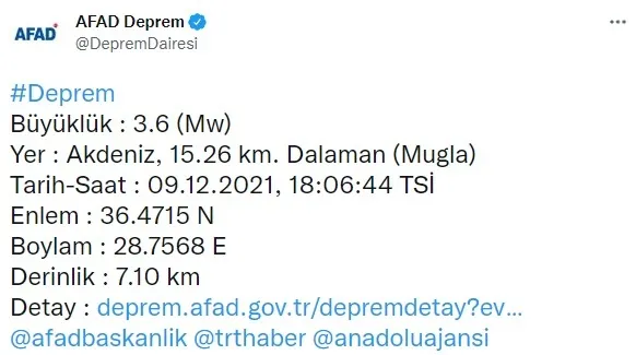 Son dakika: Muğla Dalaman'da deprem! AFAD açıkladı (2021 son depremler) - 5