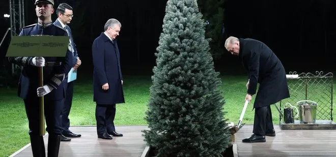 Başkan Erdoğan, Özbekistan’da dostluk ağacı dikti