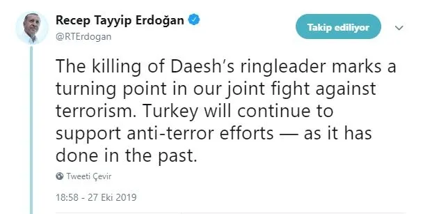 Başkan Erdoğan: Bağdadi’nin öldürülmesi dönüm noktasıdır - 1