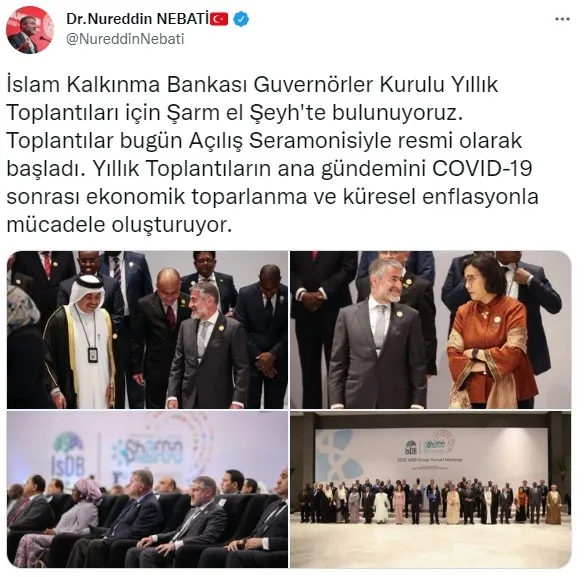 Bakan Nureddin Nebati, İslam Kalkınma Bankası Guvernörler Kurulu Yıllık Toplantıları’na katılıyor