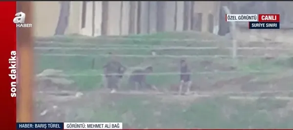 Terörist sınırda çukur kazıyor! A Haber ekibi PKK’lı teröristleri görüntüledi